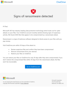 E-mail: Signs of Ransomware Detected